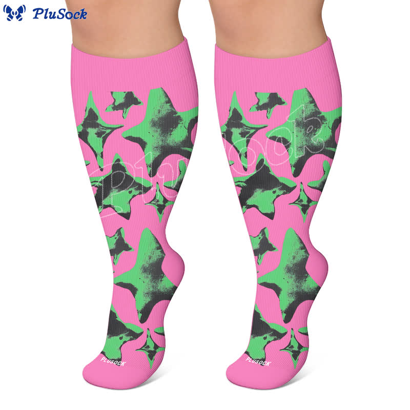 Plusock Plus Size Neon Star Compression Socks - image 7
