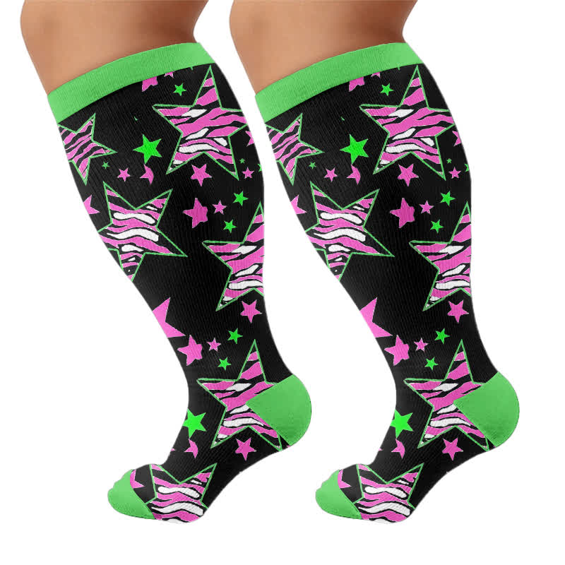 Plusock Plus Size Neon Star Compression Socks - image 8
