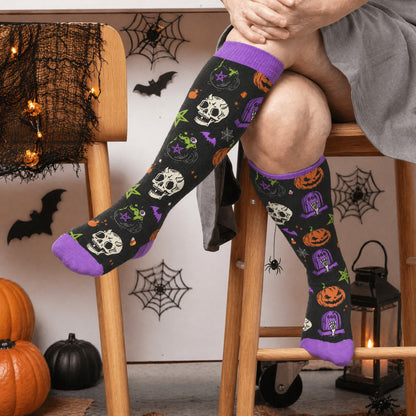 Plusock Plus Size Halloween Pumpkin Compression Socks - Black(1 Pair) - 4XL - image 3