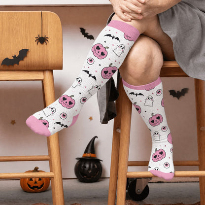 Plusock Plus Size Halloween Pumpkin Compression Socks - White(1 Pair) - 4XL - image 2