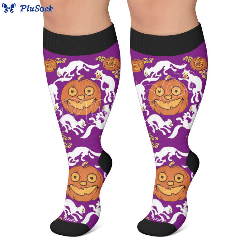 Plusock Plus Size Halloween Pumpkin Compression Socks - image 5