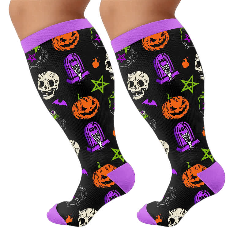Plusock Plus Size Halloween Pumpkin Compression Socks - image 10