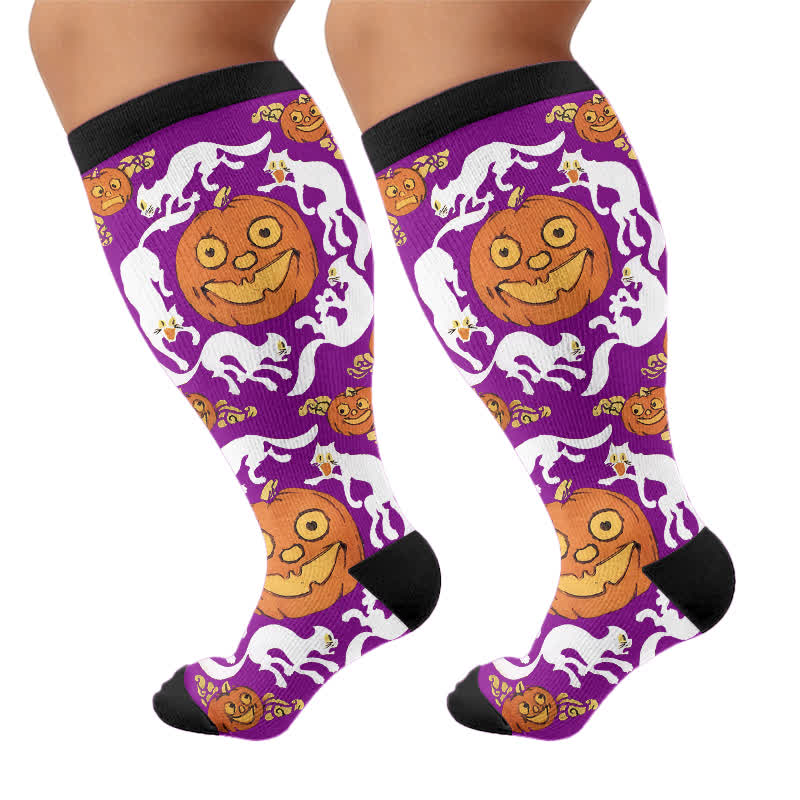 Plusock Plus Size Halloween Pumpkin Compression Socks - image 8