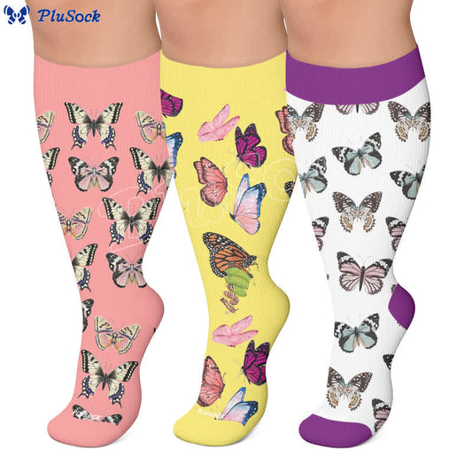 Plusock Plus Size Playful Butterfly Compression Socks - image 0