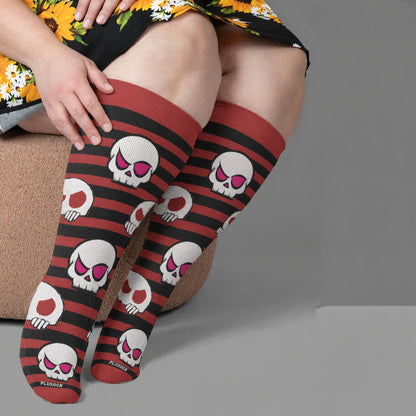 Plusock Plus SizeSkull Lollipops Compression Socks - Red(1 Pair) - 4XL - image 2