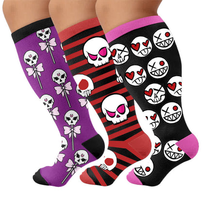 Plusock Plus SizeSkull Lollipops Compression Socks - Multicolor(3 Pairs) - 4XL - image 4