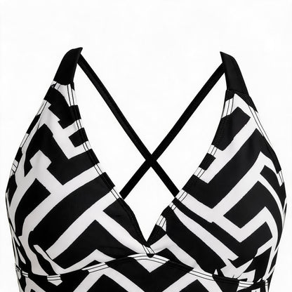 Plusock Criss Cross V Neck Flowy Tankini Set - image 9