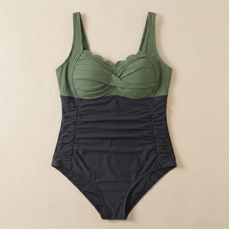 Plusock Tropical Paisley Leaf Print Ruched One-Piece Swimsuit - image 15