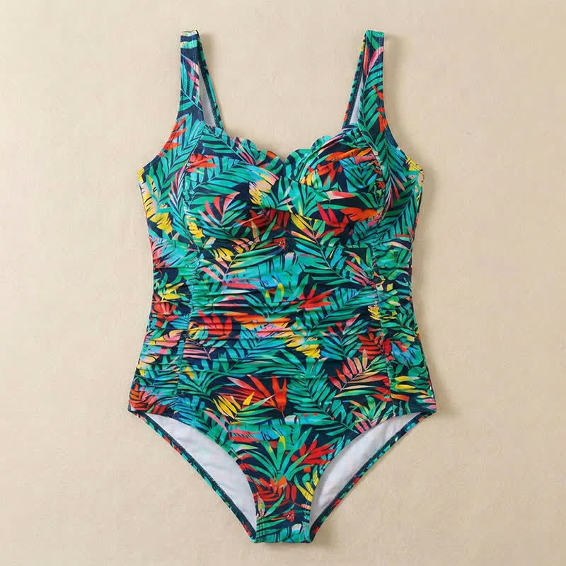 Plusock Tropical Paisley Leaf Print Ruched One-Piece Swimsuit - image 18