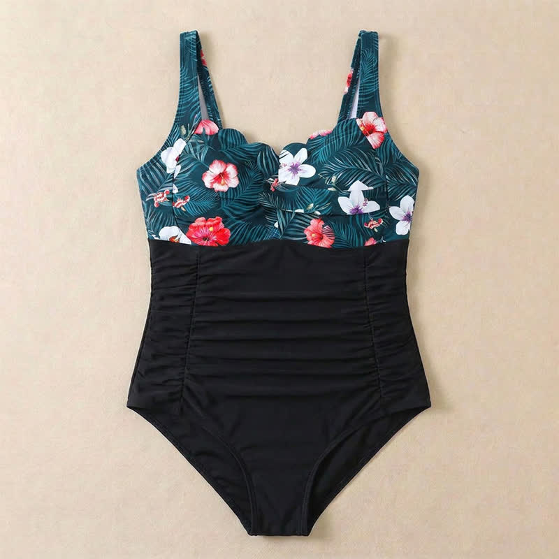 Plusock Scalloped Ruched Flower Print Slimming One-Piece Swimsuit - image 16