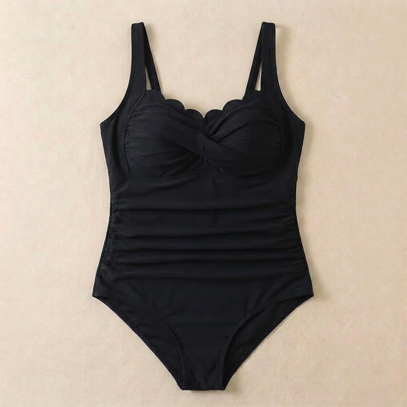 Plusock Scalloped Ruched Flower Print Slimming One-Piece Swimsuit - image 15