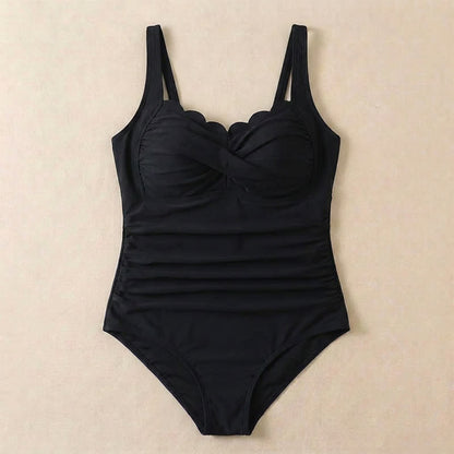 Plusock Scalloped Ruched Flower Print Slimming One-Piece Swimsuit - image 15