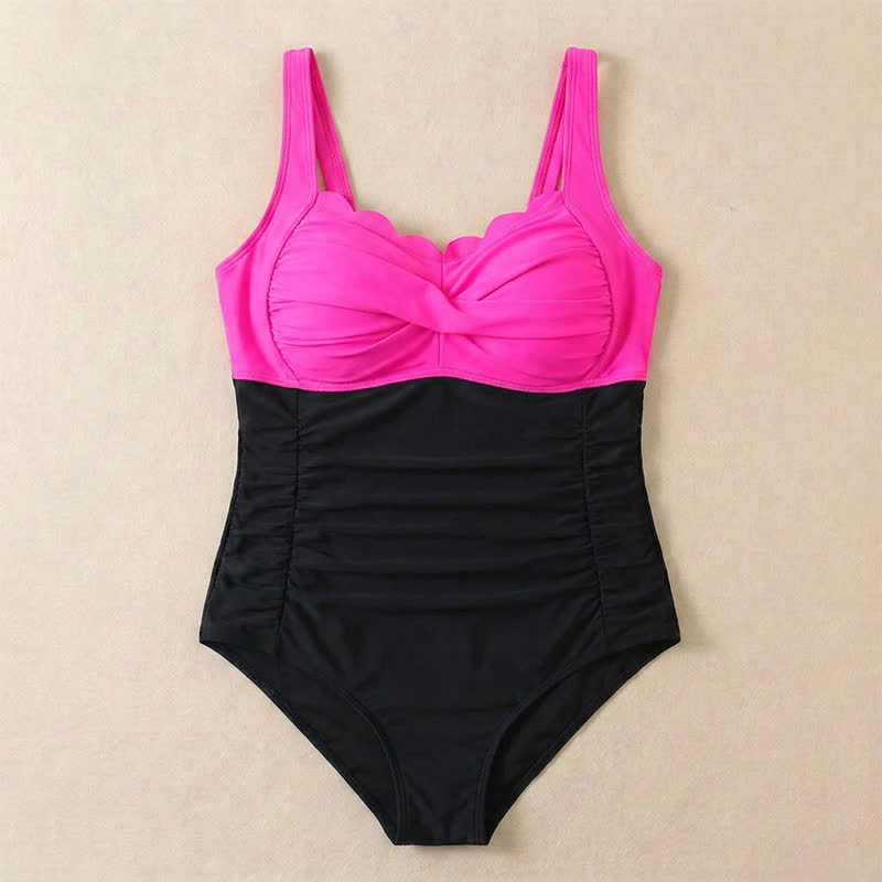 Plusock Scalloped Ruched Flower Print Slimming One-Piece Swimsuit - image 13