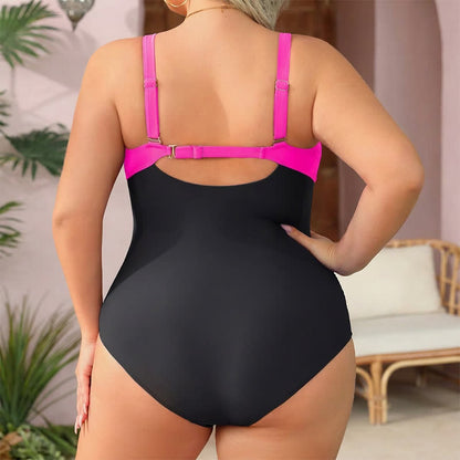 Plusock Scalloped Ruched Flower Print Slimming One-Piece Swimsuit - image 1