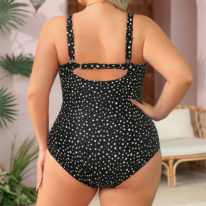 Plusock Vintage Flower Leopard Print Ruched One-piece Swimsuit - image 3
