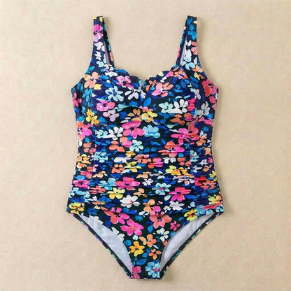 Plusock Vintage Flower Leopard Print Ruched One-piece Swimsuit - image 15
