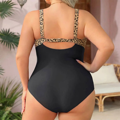 Plusock Vintage Flower Leopard Print Ruched One-piece Swimsuit - image 7