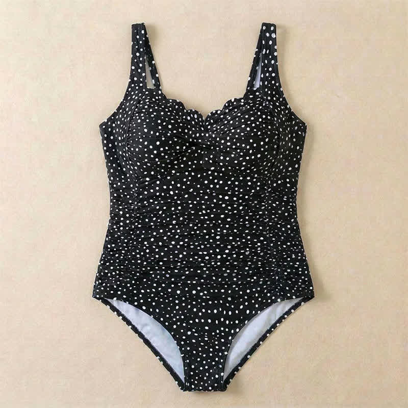 Plusock Vintage Flower Leopard Print Ruched One-piece Swimsuit - image 17