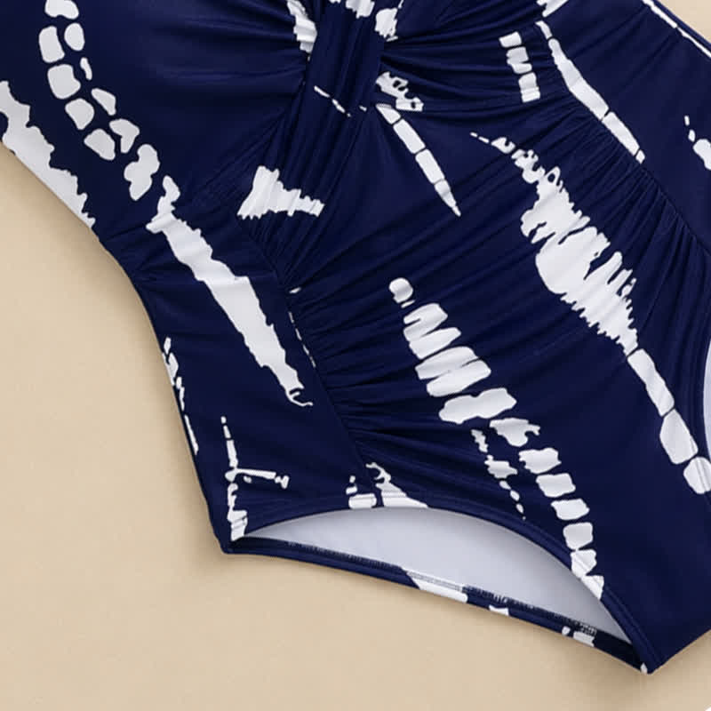 Plusock Blue Marble Print Twist Front One-Piece Swimsuit - image 11