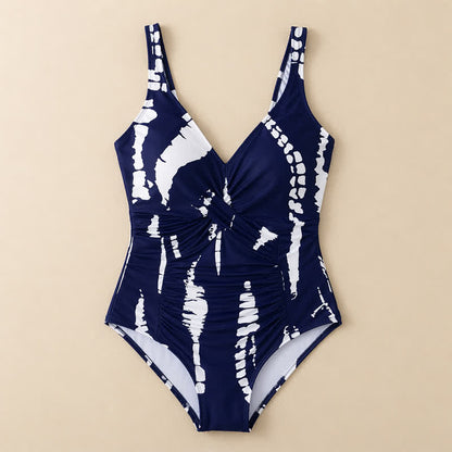 Plusock Blue Marble Print Twist Front One-Piece Swimsuit - image 14
