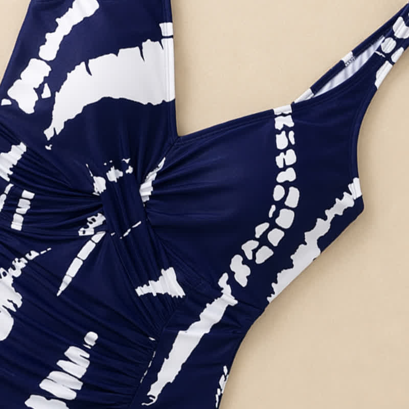 Plusock Blue Marble Print Twist Front One-Piece Swimsuit - image 10
