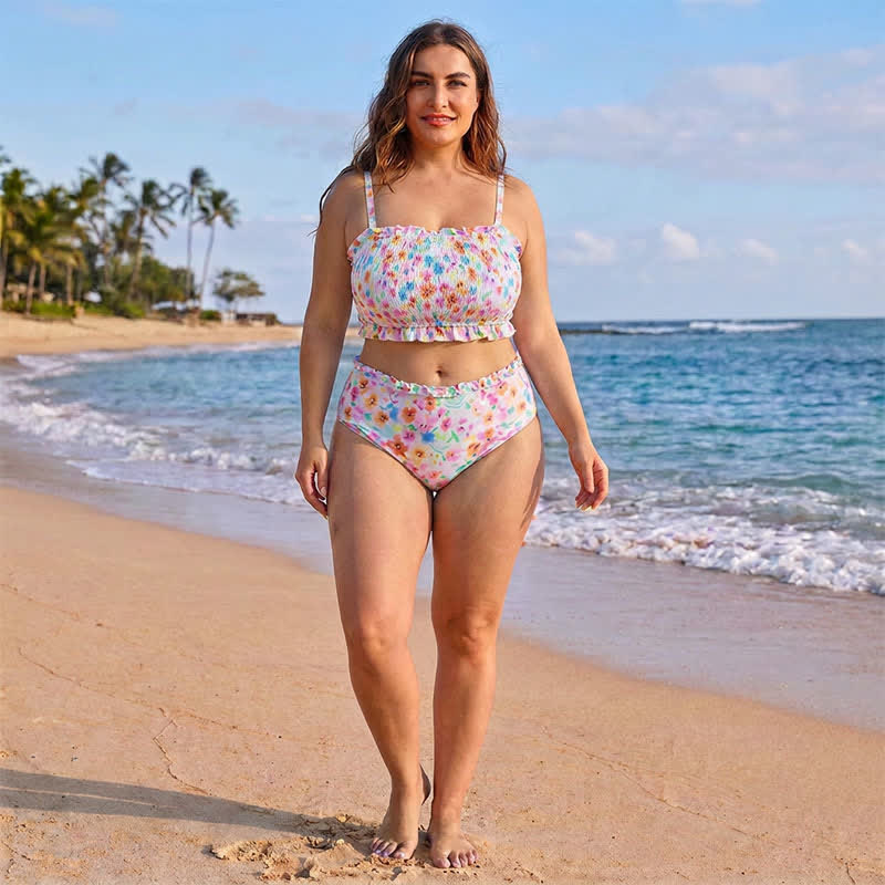 Plusock Blush Floral Smocked Bikini Set - image 6