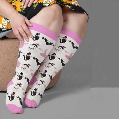 Plusock Plus Size Pumpkin Heart Compression Socks - Pink(1 Pair) - 4XL - image 3