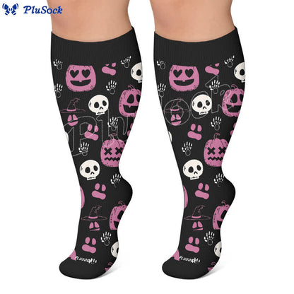 Plusock Plus Size Pumpkin Heart Compression Socks - image 5