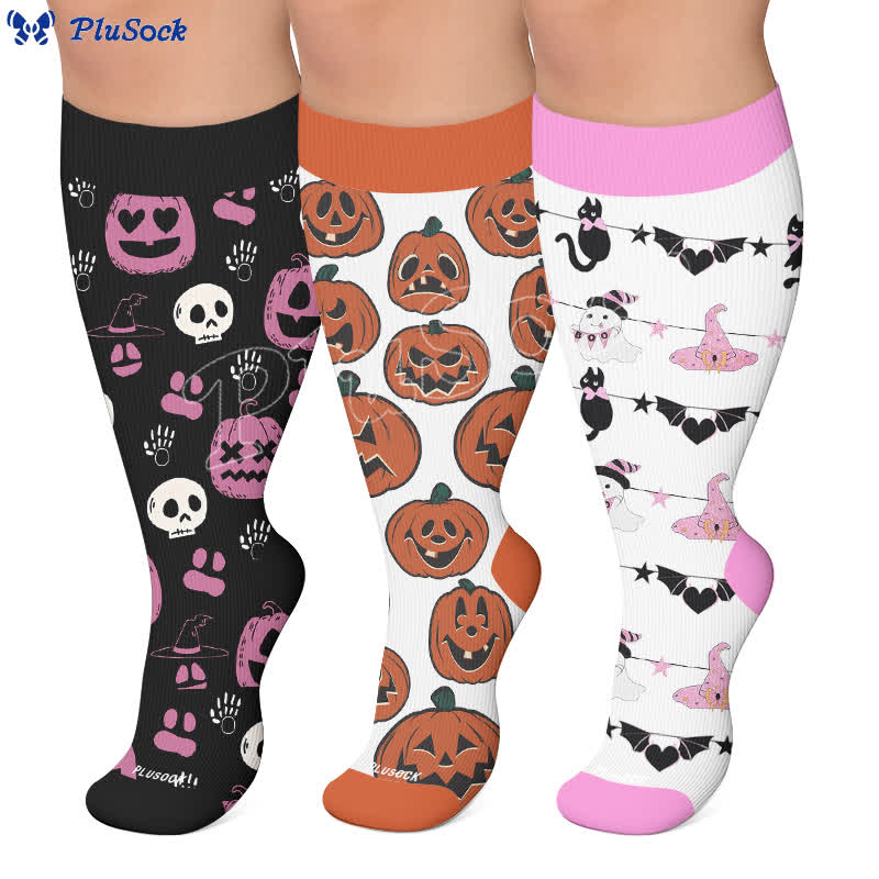 Plusock Plus Size Pumpkin Heart Compression Socks - image 0