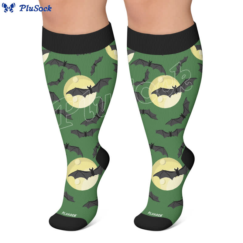 Plusock Plus Size Moon Bat Skull Compression Socks - image 5