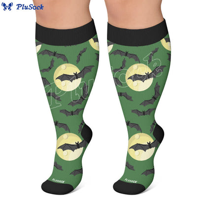 Plusock Plus Size Moon Bat Skull Compression Socks - image 5