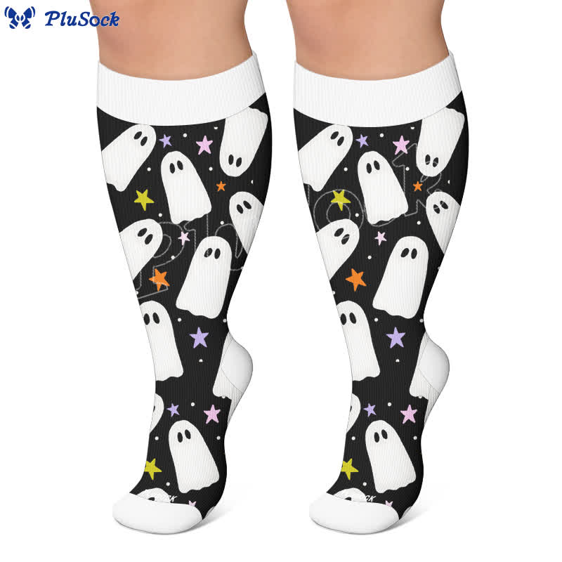 Plusock Plus Size Moon Bat Skull Compression Socks - image 6