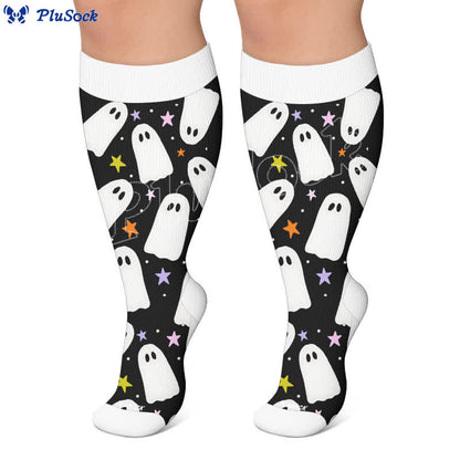 Plusock Plus Size Moon Bat Skull Compression Socks - image 6