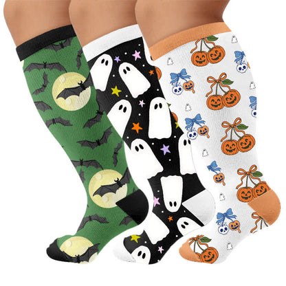 Plusock Plus Size Moon Bat Skull Compression Socks - Multicolor(3 Pairs) - 4XL - image 4