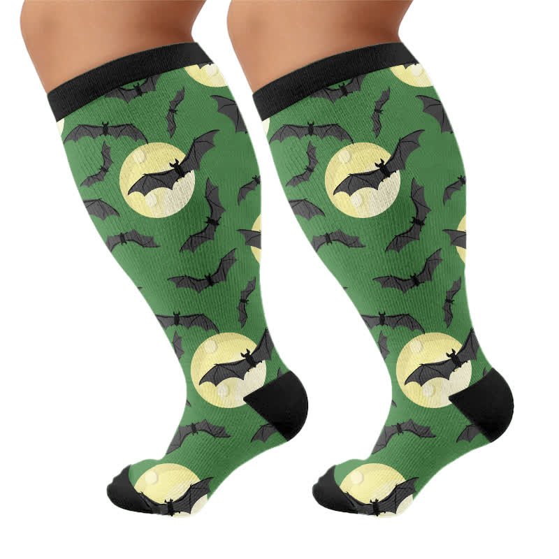 Plusock Plus Size Moon Bat Skull Compression Socks - image 8