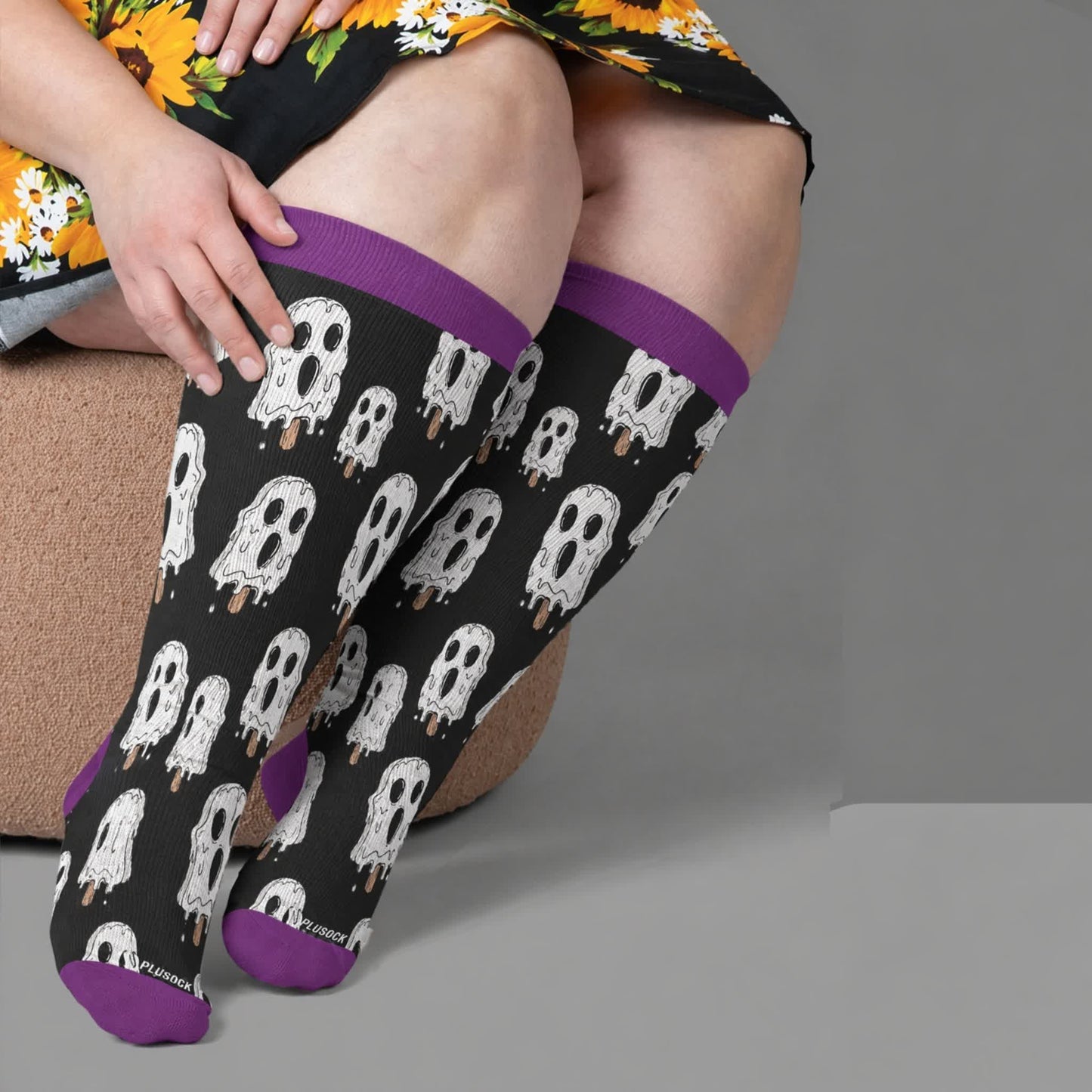 Plusock Plus Size Skull Ice Cream Compression Socks - Black(1 Pair) - 4XL - image 1