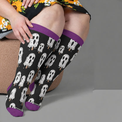 Plusock Plus Size Skull Ice Cream Compression Socks - Black(1 Pair) - 4XL - image 1