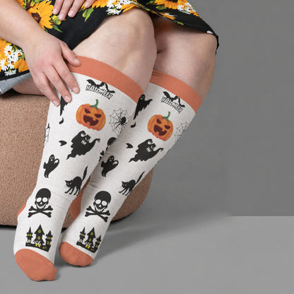 Plusock Plus Size Skull Ice Cream Compression Socks - White(1 Pair) - 4XL - image 2
