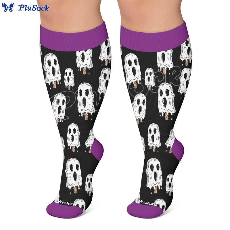 Plusock Plus Size Skull Ice Cream Compression Socks - image 5