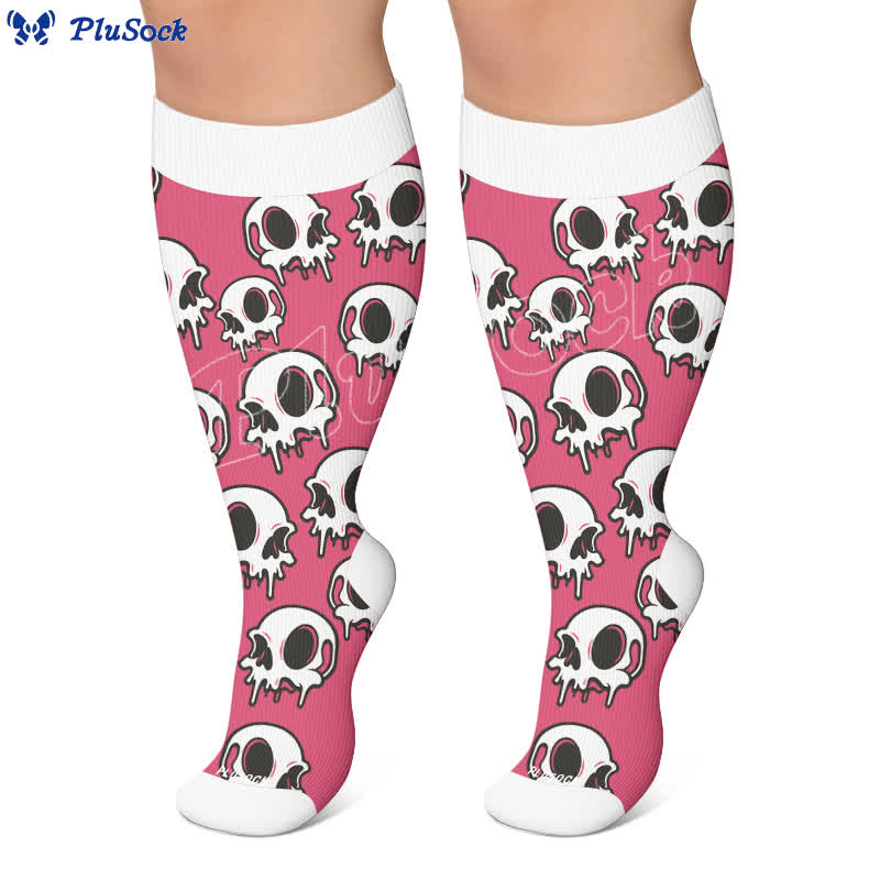 Plusock Plus Size Skull Ice Cream Compression Socks - image 7