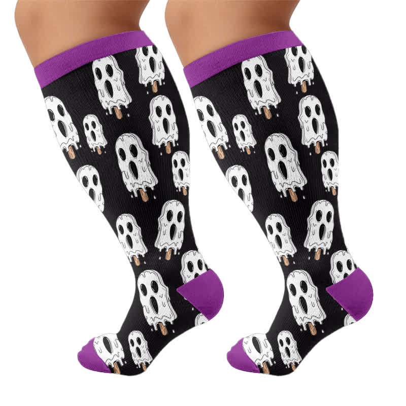 Plusock Plus Size Skull Ice Cream Compression Socks - image 8