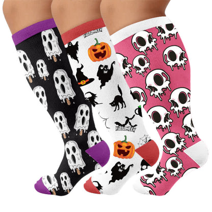 Plusock Plus Size Skull Ice Cream Compression Socks - Multicolor(3 Pairs) - 4XL - image 4