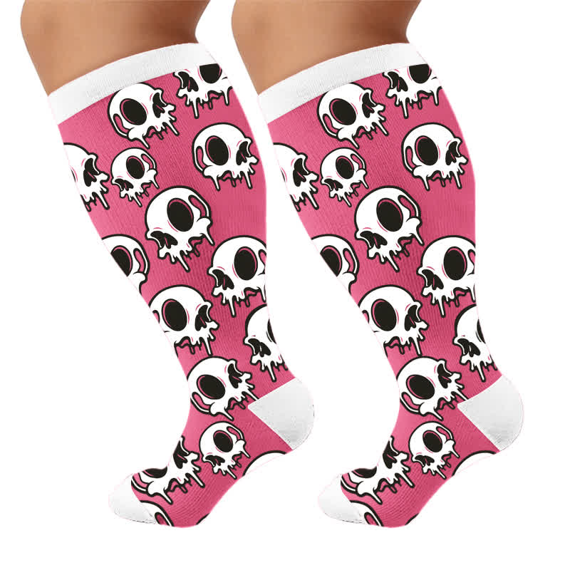Plusock Plus Size Skull Ice Cream Compression Socks - image 10
