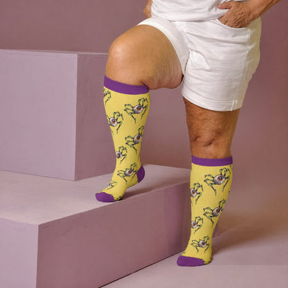 Plusock Plus Size Snail Skull Compression Socks - Purple(1 Pair) - 4XL - image 1