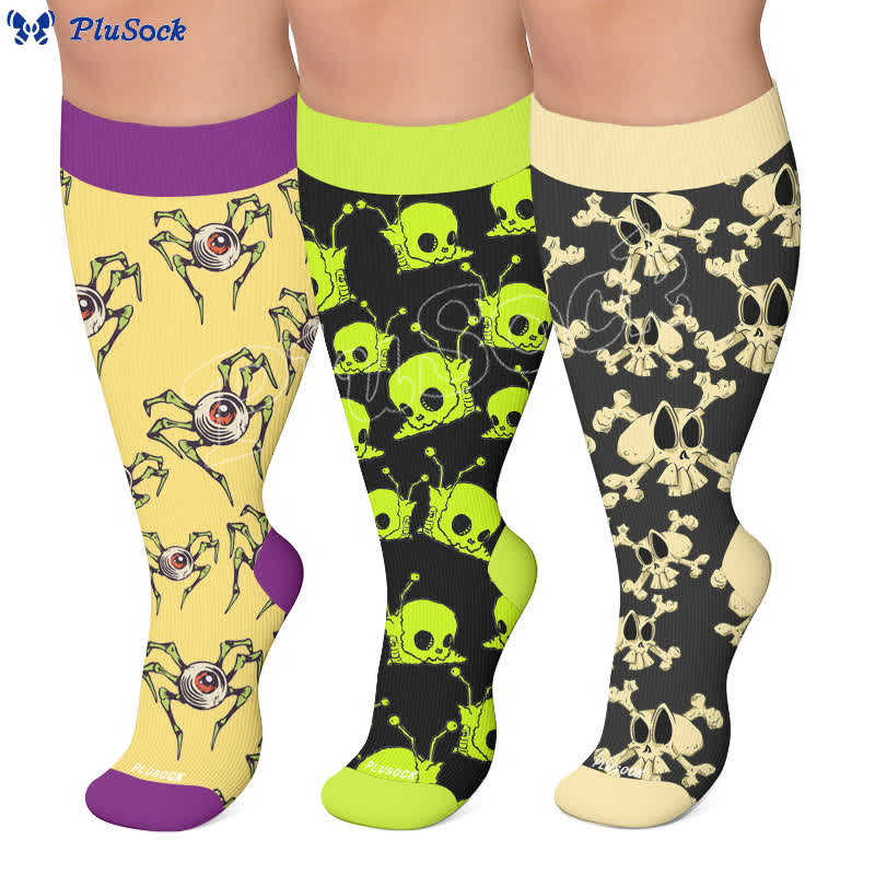 Plusock Plus Size Snail Skull Compression Socks - image 0
