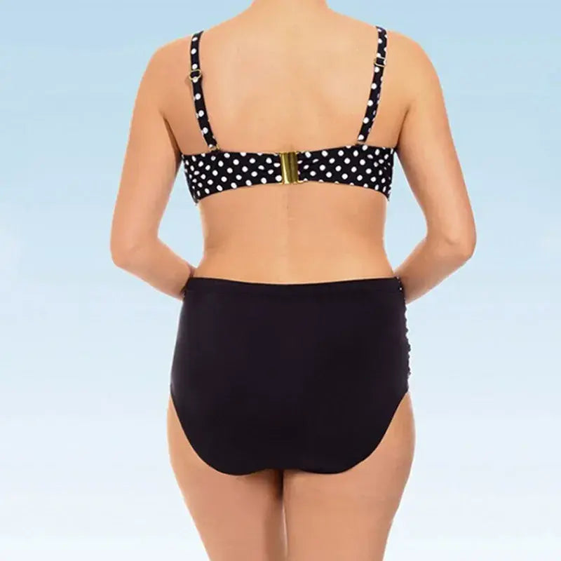 Plusock Retro White Polka Dot Twist Front Bikini Set - image 1
