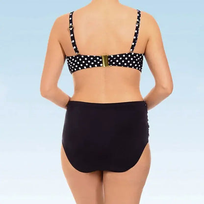 Plusock Retro White Polka Dot Twist Front Bikini Set - image 1