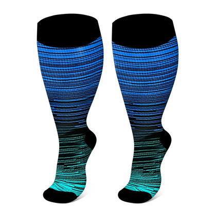 Plusock Plus Size Pure Color Compression Socks 2XL-7XL - Navy Blue - 7XL - image 12
