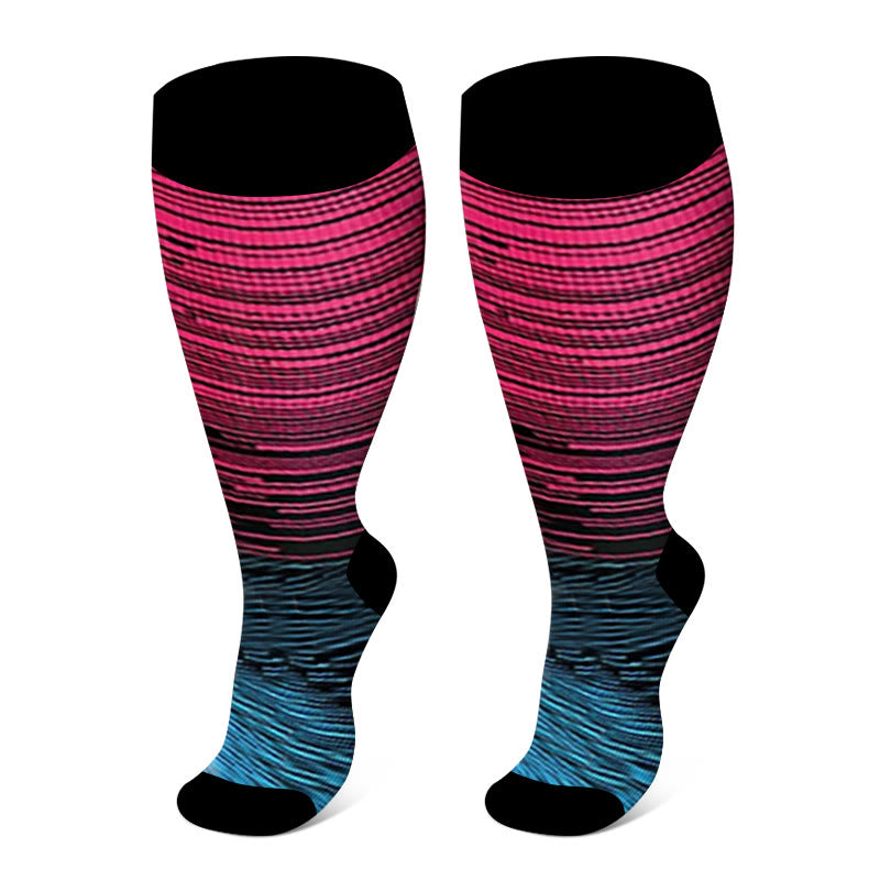 Plusock Plus Size Pure Color Compression Socks 2XL-7XL - Rose - 7XL - image 13