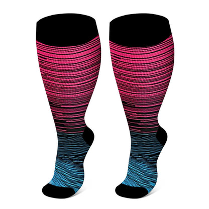 Plusock Plus Size Pure Color Compression Socks 2XL-7XL - Rose - 7XL - image 13
